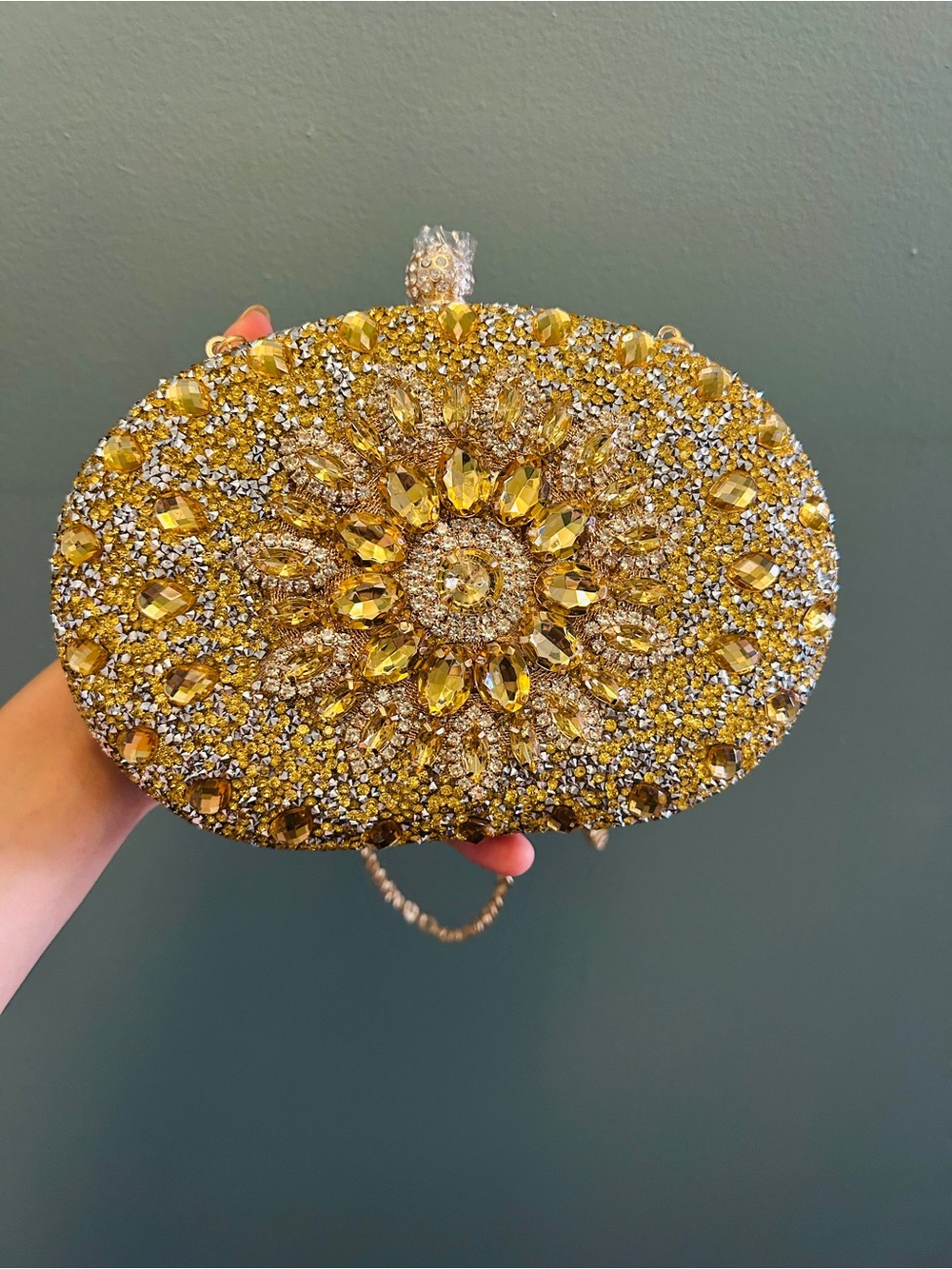 Women’s Evening Clutch Bag (Gold Rhinestone)
